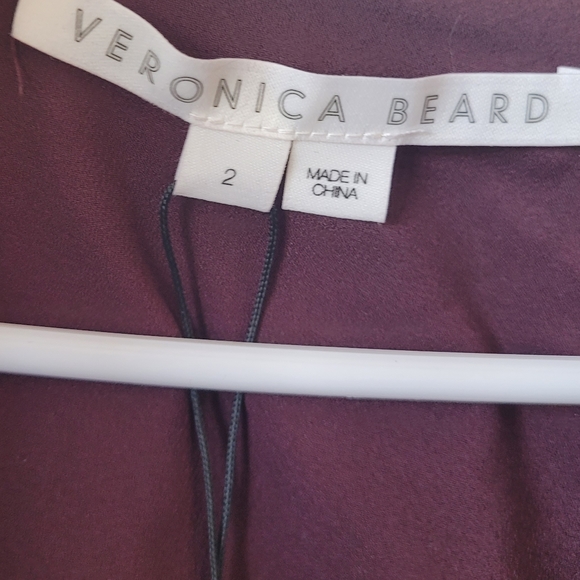 NWT Veronica Beard Casela Ruched Stretch-Silk Dress Color Dark Fig Size 2 - Picture 11 of 16